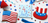 An assortment of 4th of July decorations, featuring patriotic hanging fans, American flag cutouts, and banners.