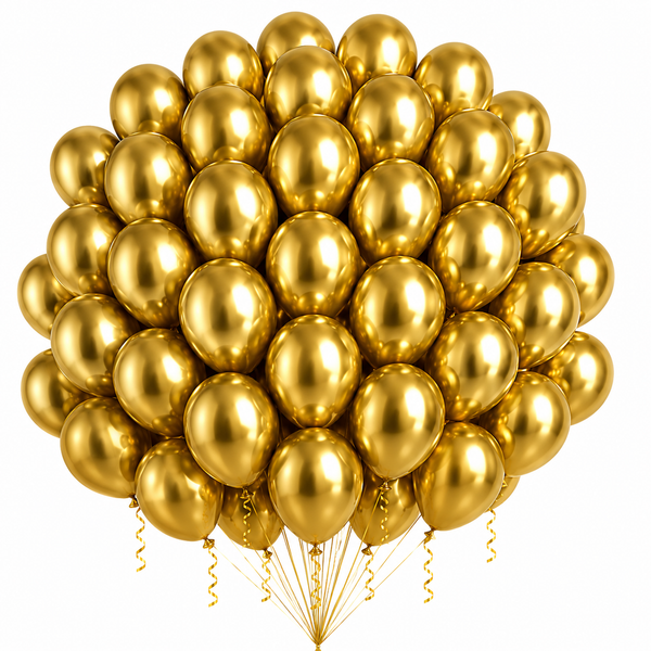12-Inch Chrome Latex Balloon in Gold