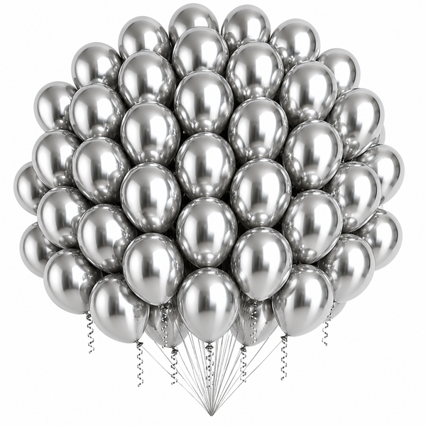 12-Inch Chrome Latex Balloon in Silver