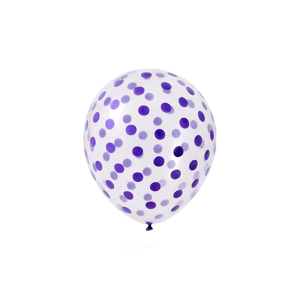 12-Inch Purple Confetti Latex Balloon