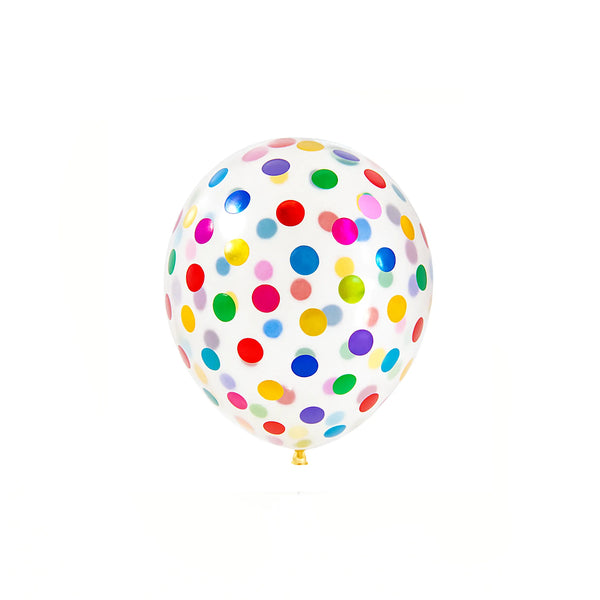 12-Inch Rainbow Confetti Latex Balloon