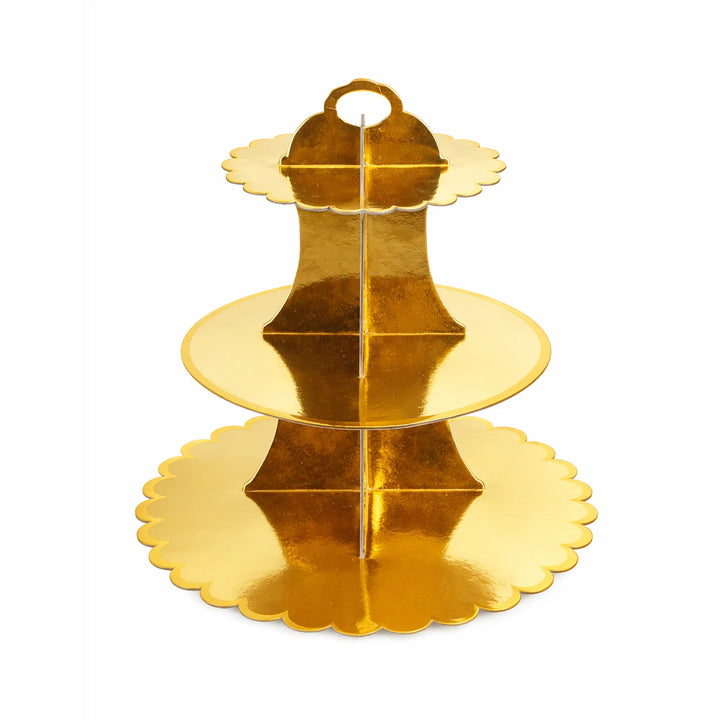 14 Inch Gold 3 Tier Paper Cupcake Stand Dessert Display