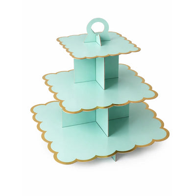 14 Inch Mint 3 Tier Paper Cupcake Dessert Stand