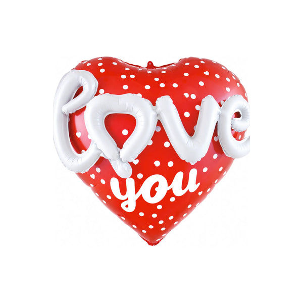 24 Inch Red Heart Love You Foil Balloon with White Letters – Valentine’s Decoration