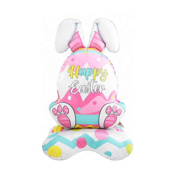 58 Inch Happy Easter Bunny Foil Balloon – Large Pastel Easter Party Decoration