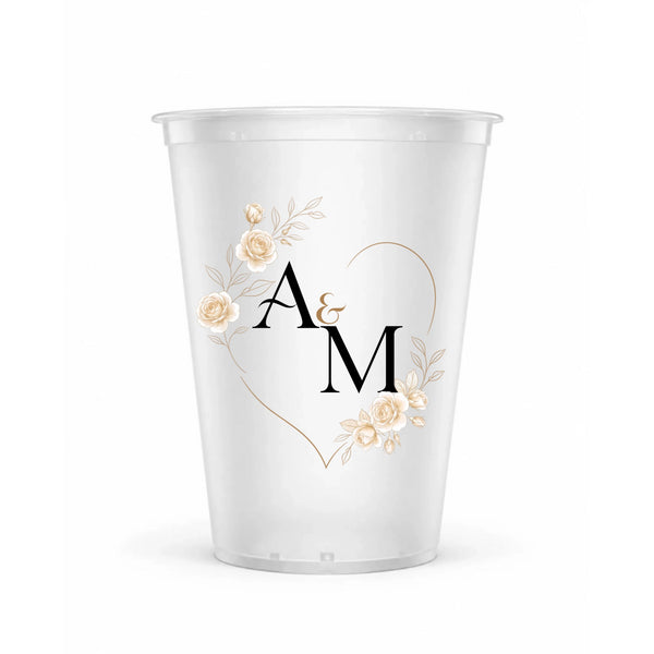 Custom Wedding Cups - Personalized Frosted Monogram Cups