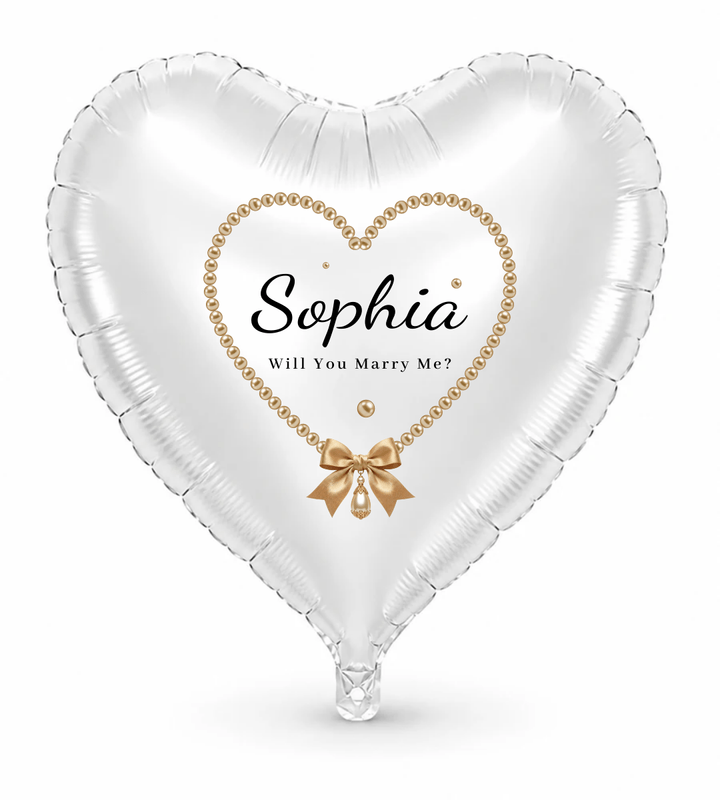 Pearl & Bow Proposal Personalized Balloon — original artwork on balloon