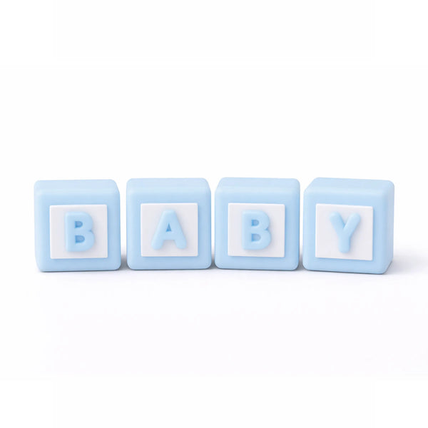 Blue Baby Block Cake Topper Set with BABY Letters