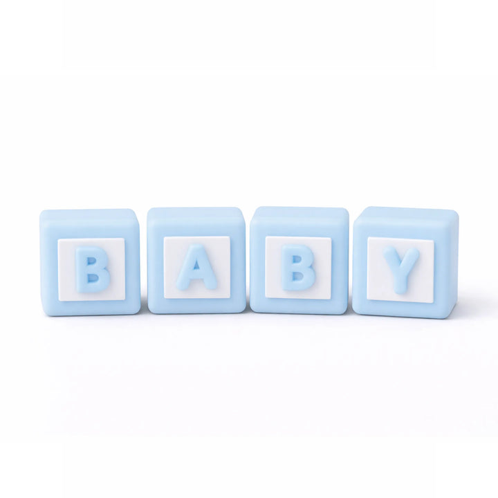 Blue Baby Block Cake Topper Set with BABY Letters