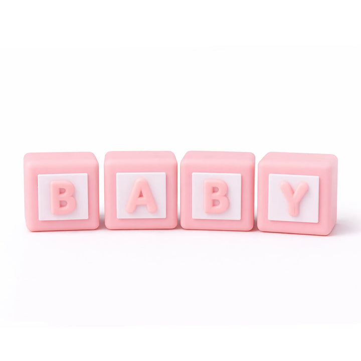 Pink Baby Block Cake Topper Set with BABY Letters
