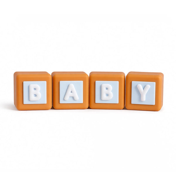 Baby Blue BABY Blocks Cake Topper, 4-Inch Wide Set – Baby Shower Cake Decor