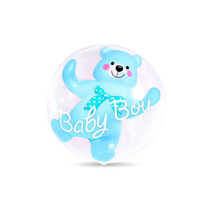 Baby Boy Teddy Bear Bubble Balloon in Blue, 24-inch