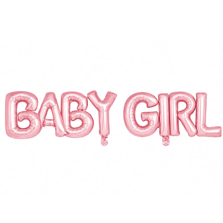 Baby Girl Pink Letter Foil Balloon Banner for Baby Shower Decorations