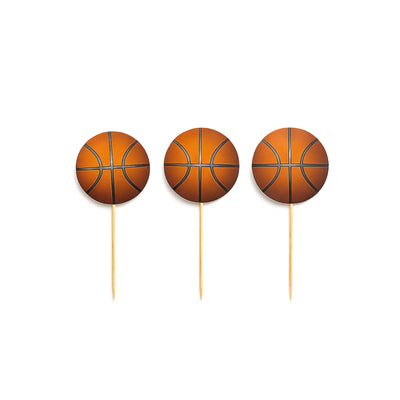 Basketball Cupcake Toppers, 6cm – Sports Party Decorations