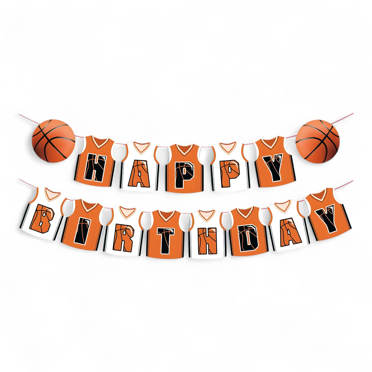 Basketball Happy Birthday Paper Banner - Jersey Garland