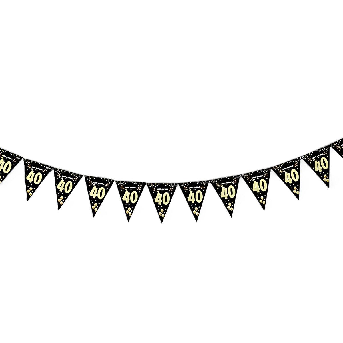 Black & Gold 40th Birthday Pennant Banner
