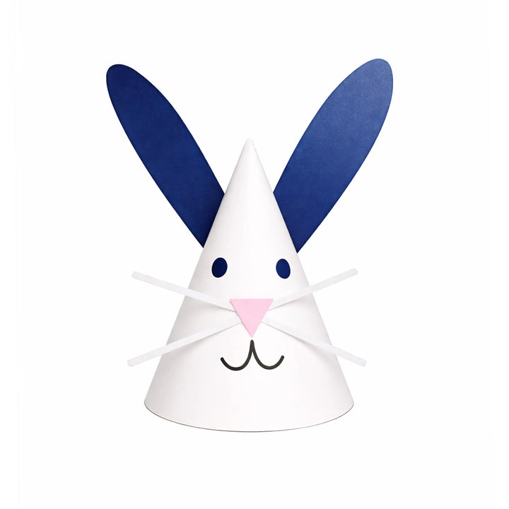 Cute Blue Bunny Rabbit Party Hat with Oversized Ears and Bunny Face Design