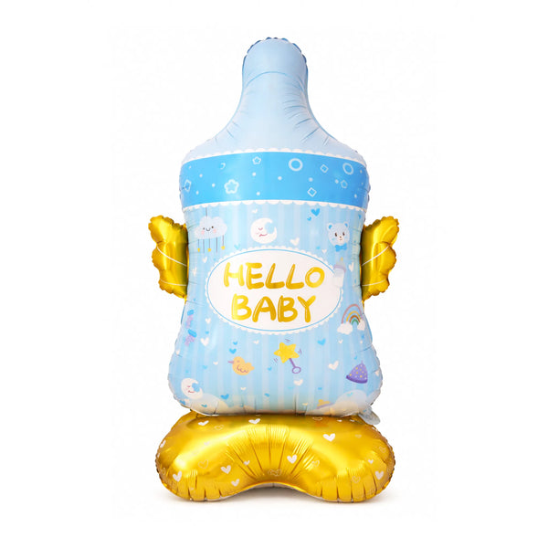 61 Inch Blue Baby Bottle Foil Balloon – Hello Baby Gender Reveal Decor