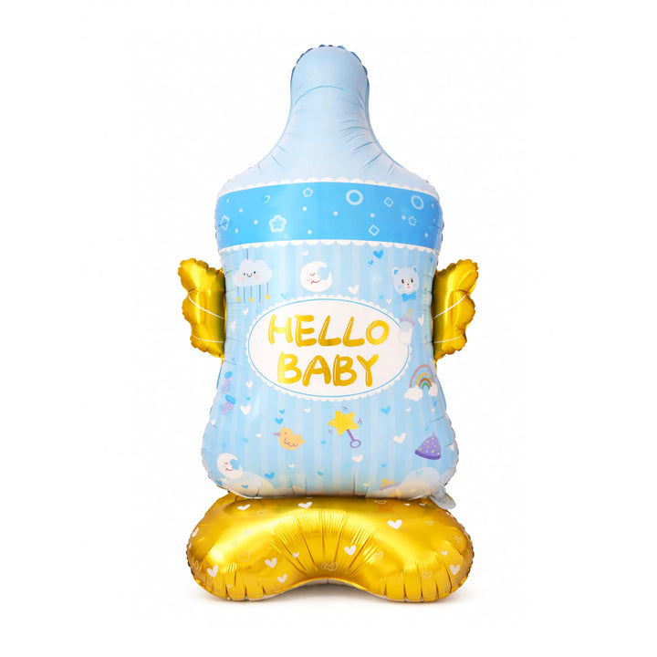 61 Inch Blue Baby Bottle Foil Balloon – Hello Baby Gender Reveal Decor