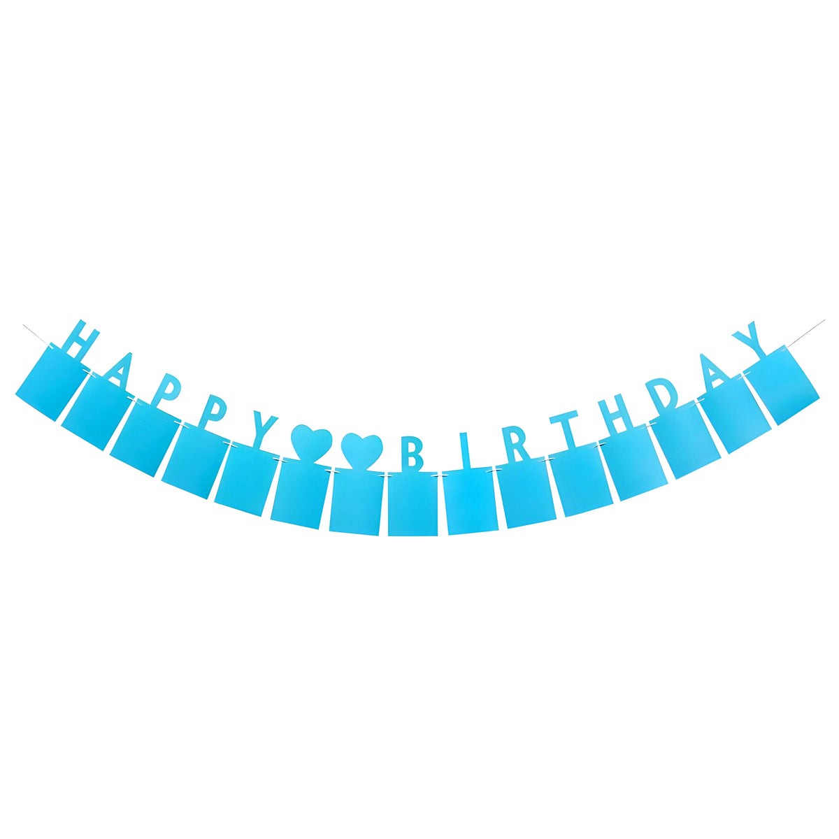 Blue Happy Birthday Photo Paper Banner Garland