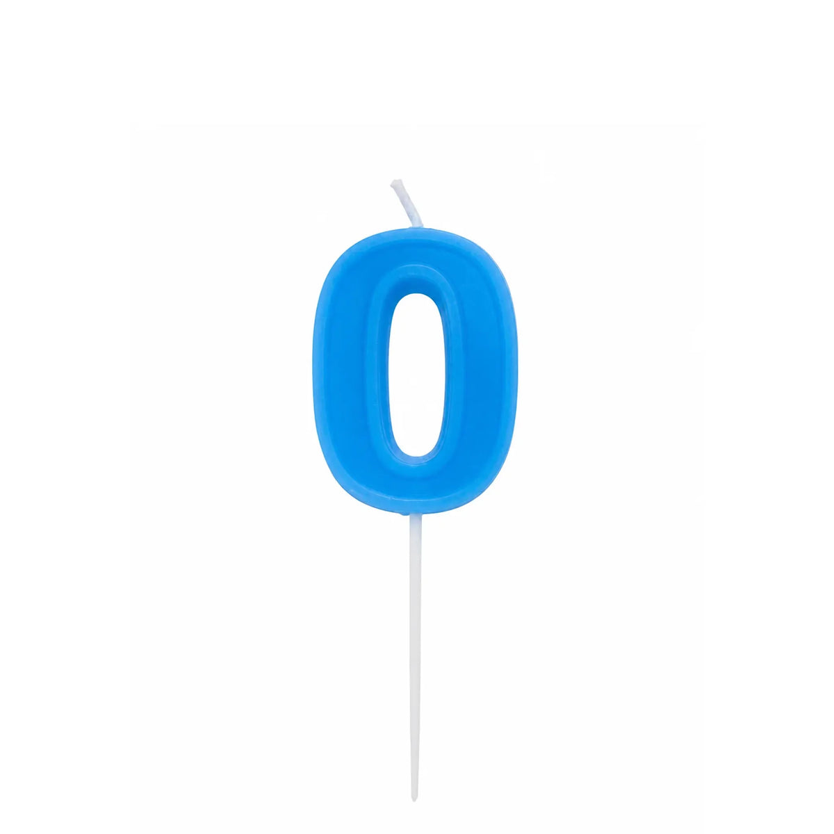 Blue Number 0 Birthday Candle – Cake Candle with White Pick