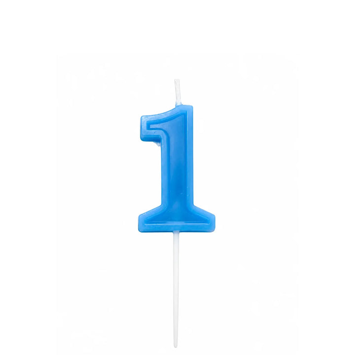 Blue Number 1 Birthday Candle – Cake Candle with White Pick