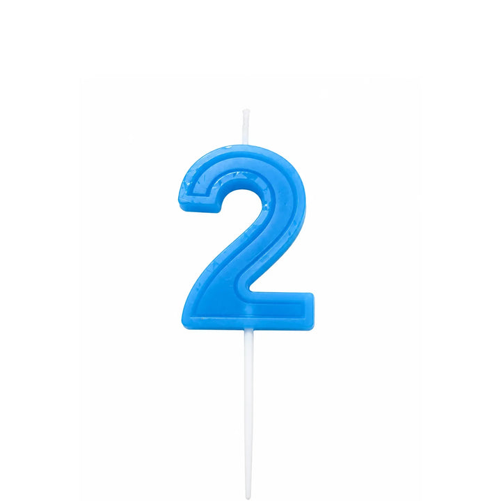 Blue Number 2 Birthday Candle – Cake Candle with White Pick