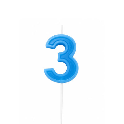 Blue Number 3 Birthday Candle – Cake Candle with White Pick