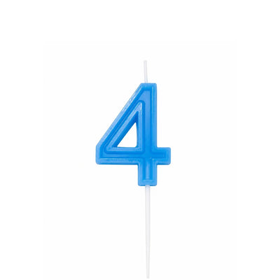 Blue Number 4 Birthday Candle – Cake Candle with White Pick