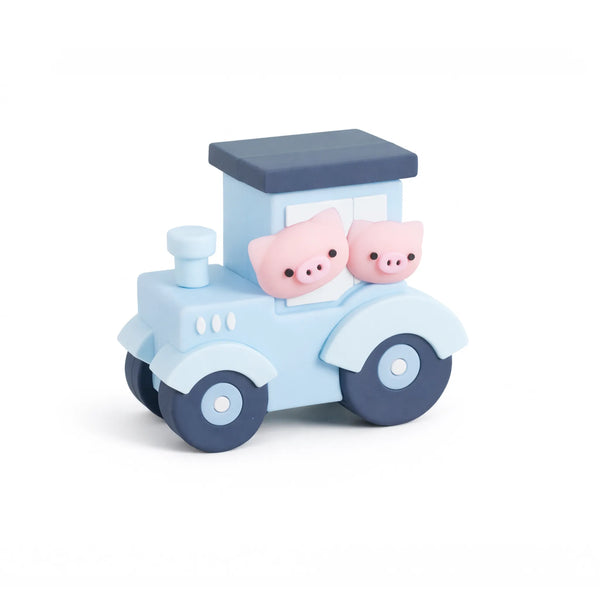 Blue Tractor Cake Topper with Pig Figures – Farm Theme