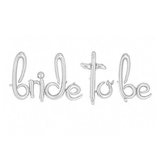 Bride To Be Silver Script Foil Balloon Banner for Bachelorette Party Decorations