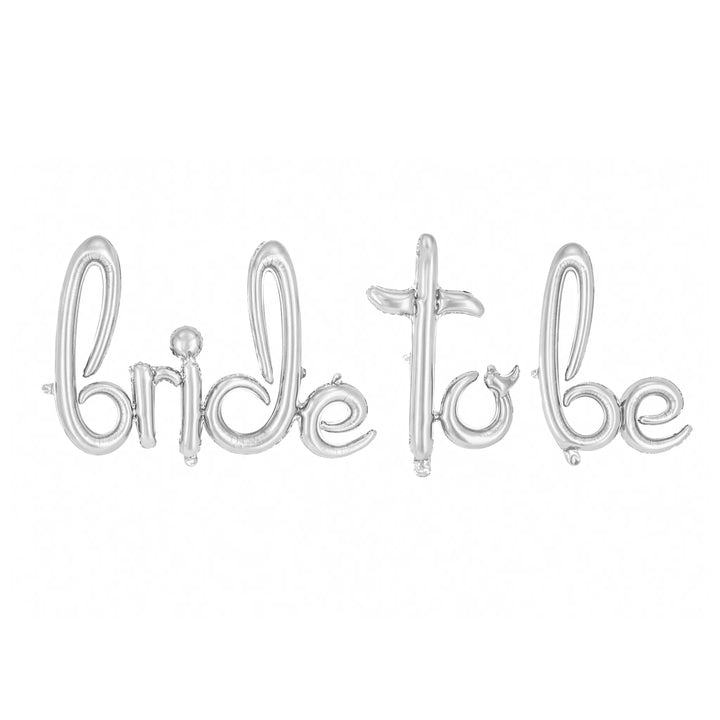Bride To Be Silver Script Foil Balloon Banner for Bachelorette Party Decorations
