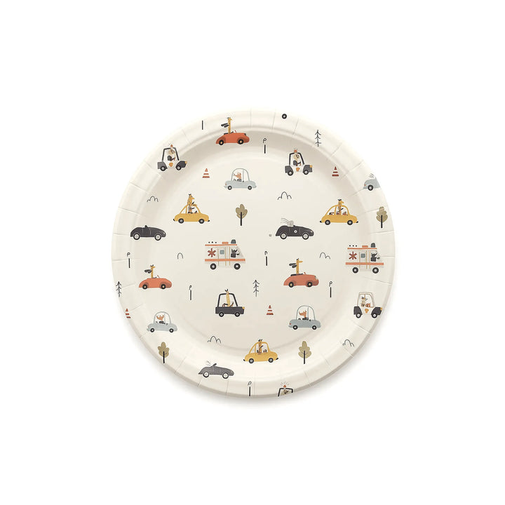 Cars & Animals Round Paper Plate, 9-inch – Animals Driving Cars