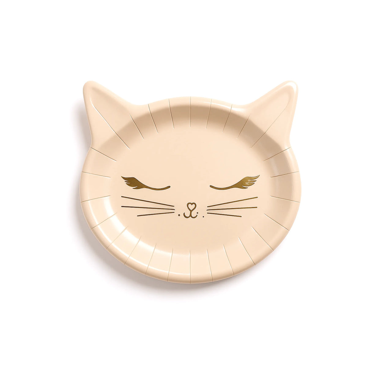 Cat Face Shaped Party Plate, 9-inch – Gold Foil Accents