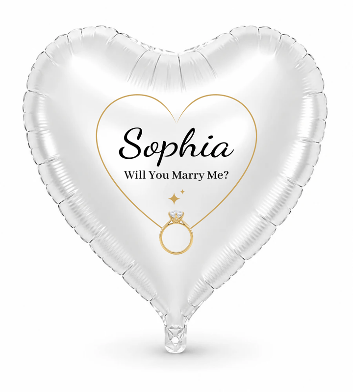Gold Ring Proposal Personalized Balloon — original artwork on balloon
