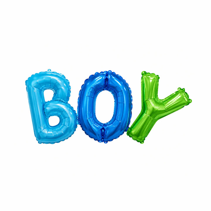 Colorful BOY Foil Balloon Banner, 37.4-inch – Baby Shower and Gender Reveal Decoration