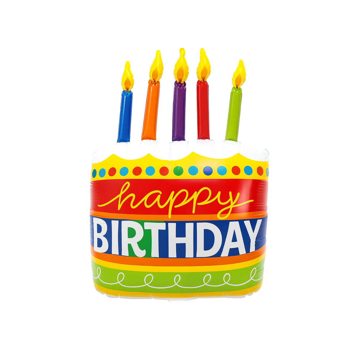 Colorful Happy Birthday Cake Foil Balloon, 32.5-inch