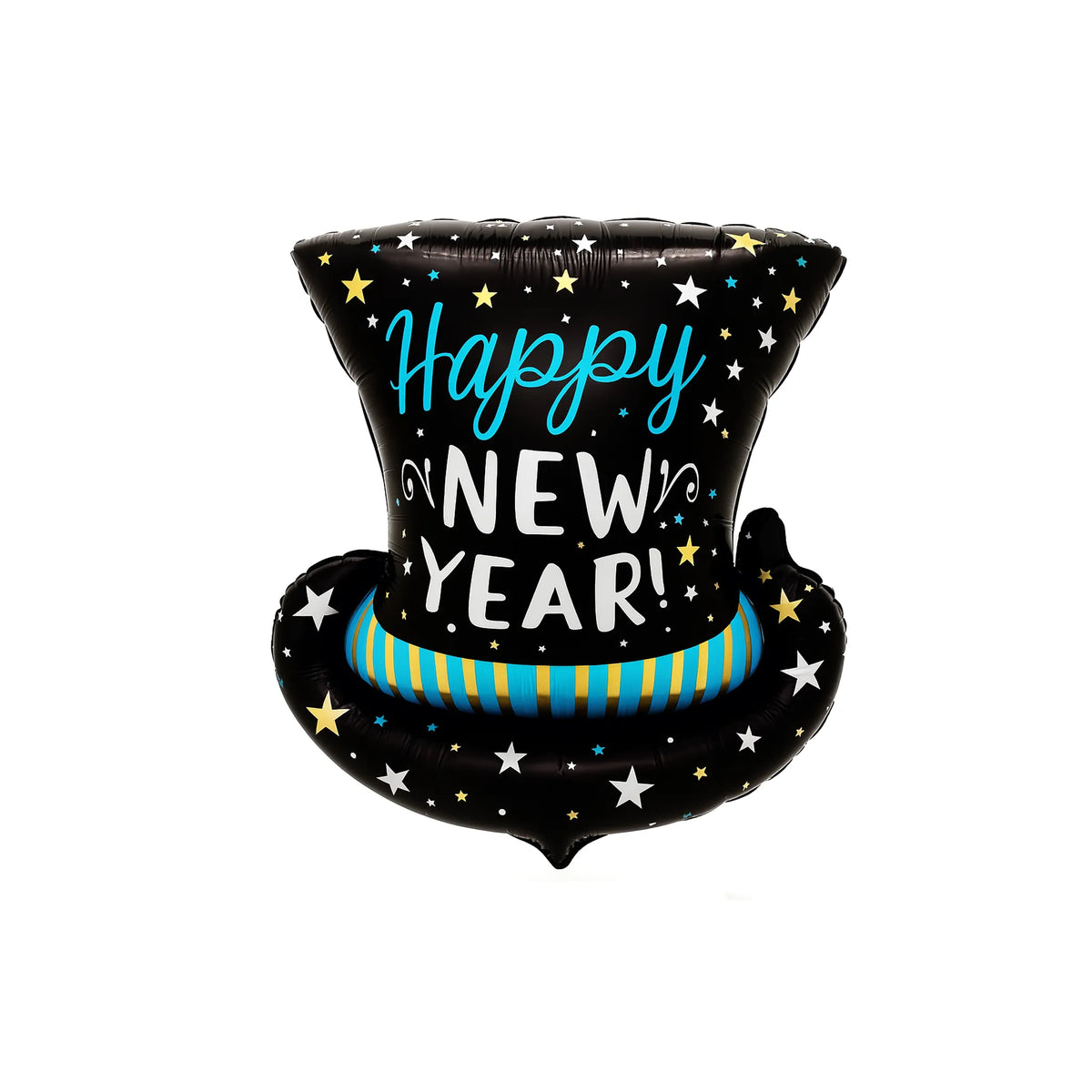 Colorful Happy New Year Top Hat Foil Balloon, 24-inch