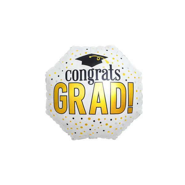 Congrats Grad Gold Confetti Foil Balloon - Style 2 (Gold GRAD)