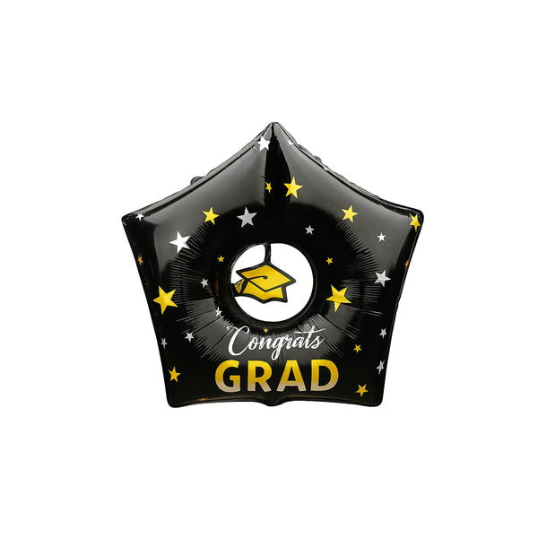 Congrats Grad Star Foil Balloon in Black, 30-inch
