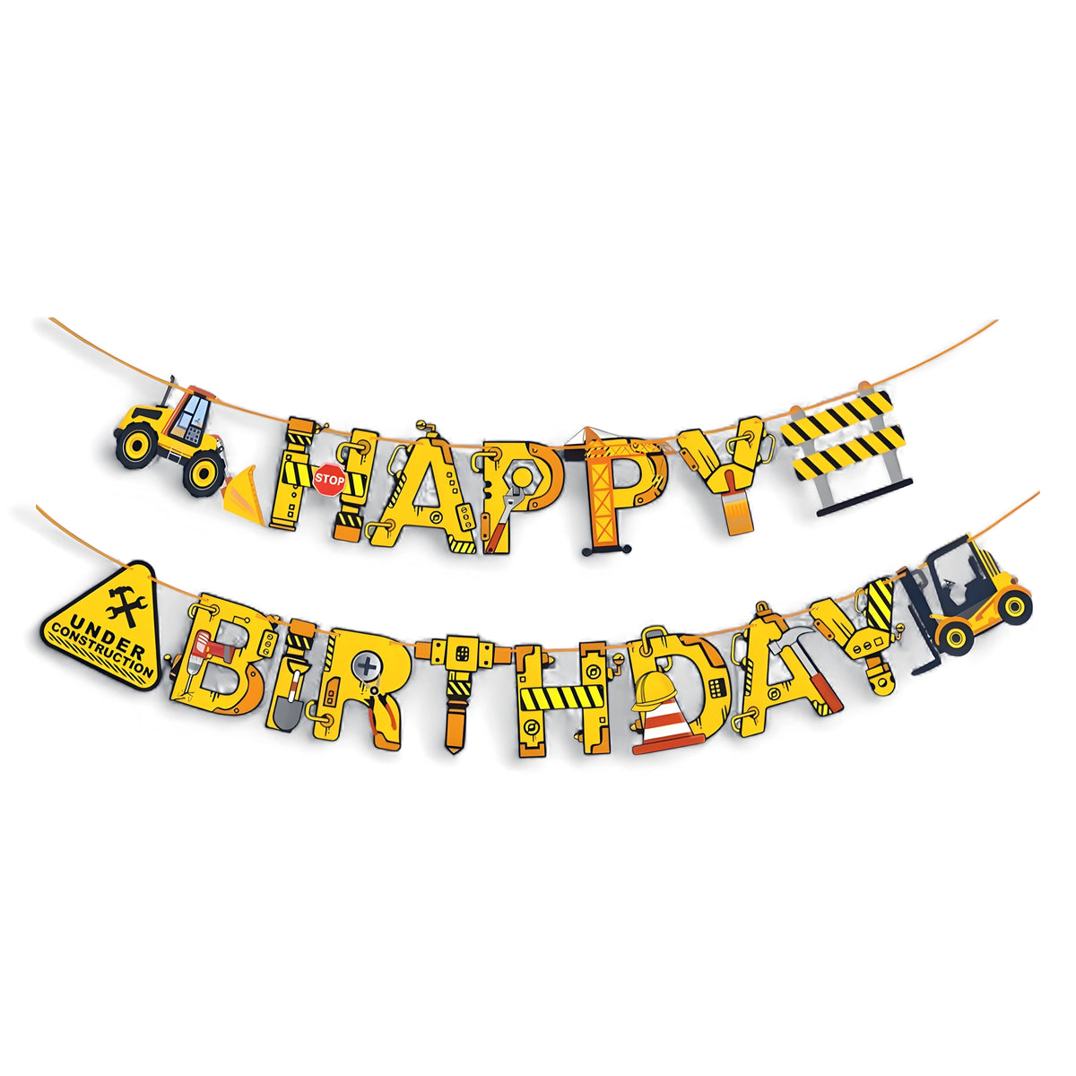 Construction Truck Happy Birthday Paper Banner
