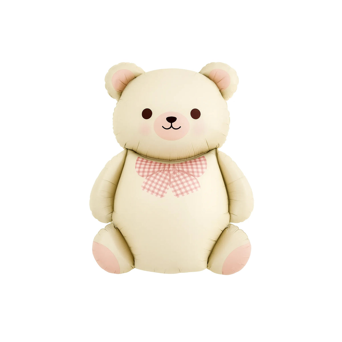 Cream Teddy Bear Foil Balloon with Pink Bow, 36-inch