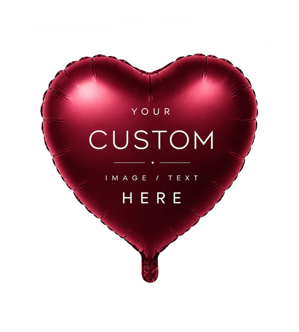 Heart-shaped foil balloon personalized with your custom text, name, or photo