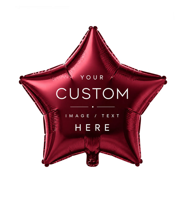 Star-shaped foil balloon personalized with your custom text, name, or photo