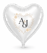 Rose Wreath personalized wedding monogram on a white heart balloon