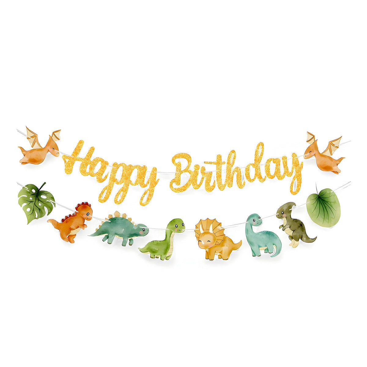 Dinosaur Happy Birthday Banner - Colorful Prehistoric Party Garland