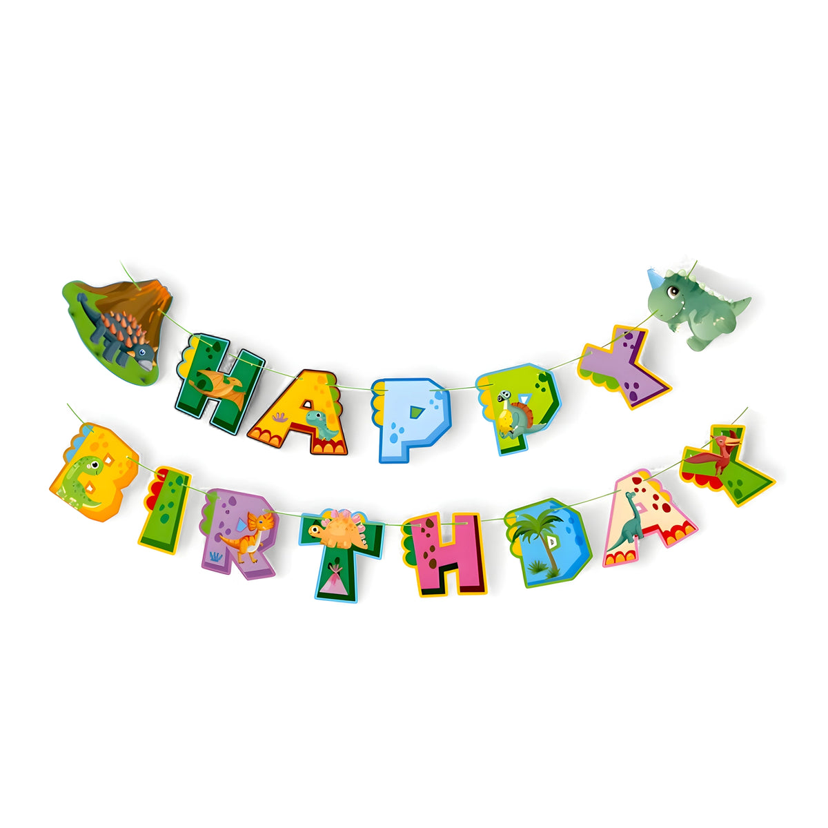 Dinosaur Happy Birthday Banner – Prehistoric Party Garland