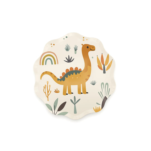 Orange Dinosaur Paper Plate, 10.5-inch – Kids Dino Birthday Plate