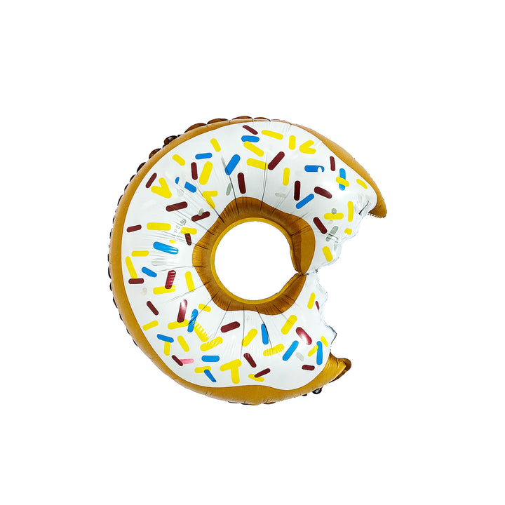 Donut with Sprinkles Foil Balloon in White with colorful sprinkles