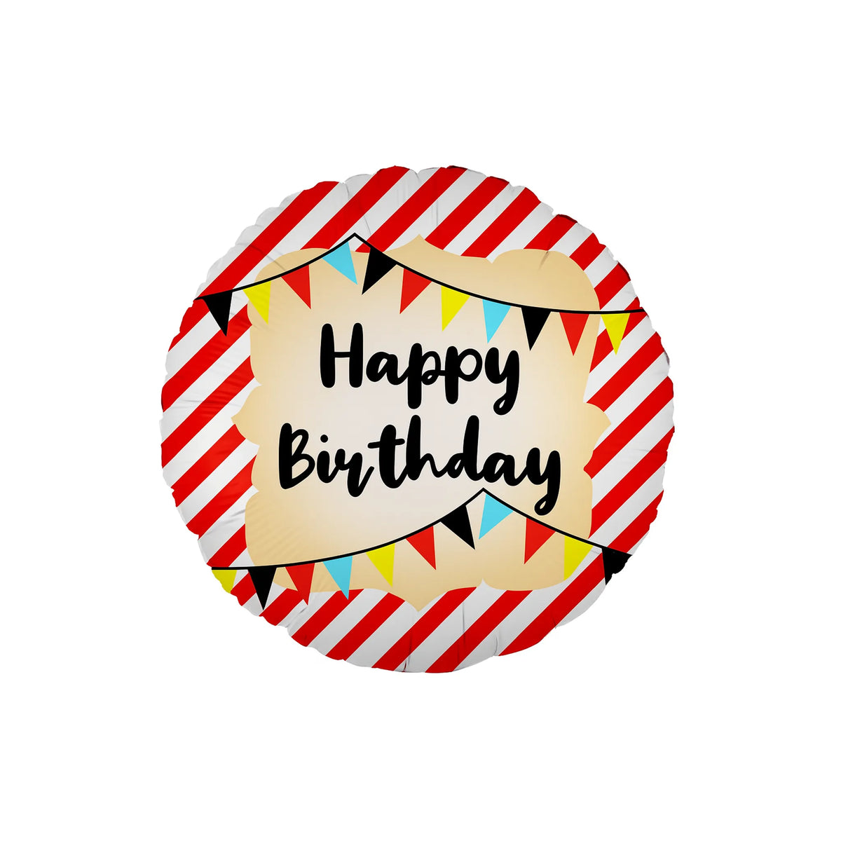 Red Striped Happy Birthday Banner Foil Balloon, 18-inch
